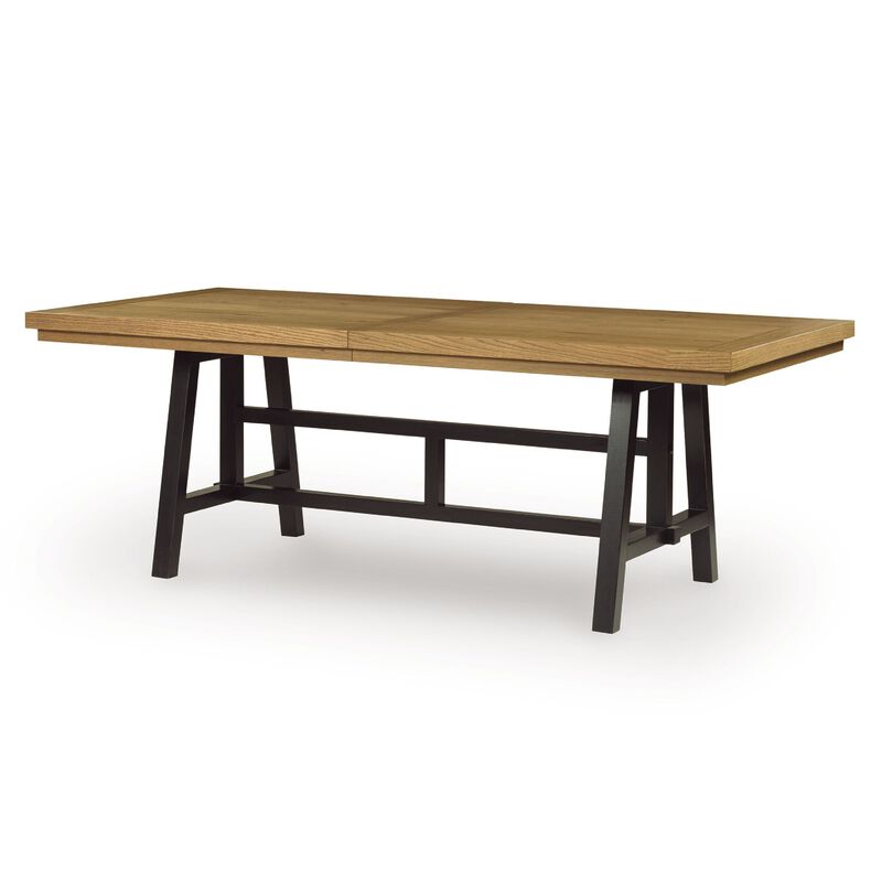 Dani Dining Table, 84-120 Inch Extendable Leafs, Oak Brown and Black image number 6