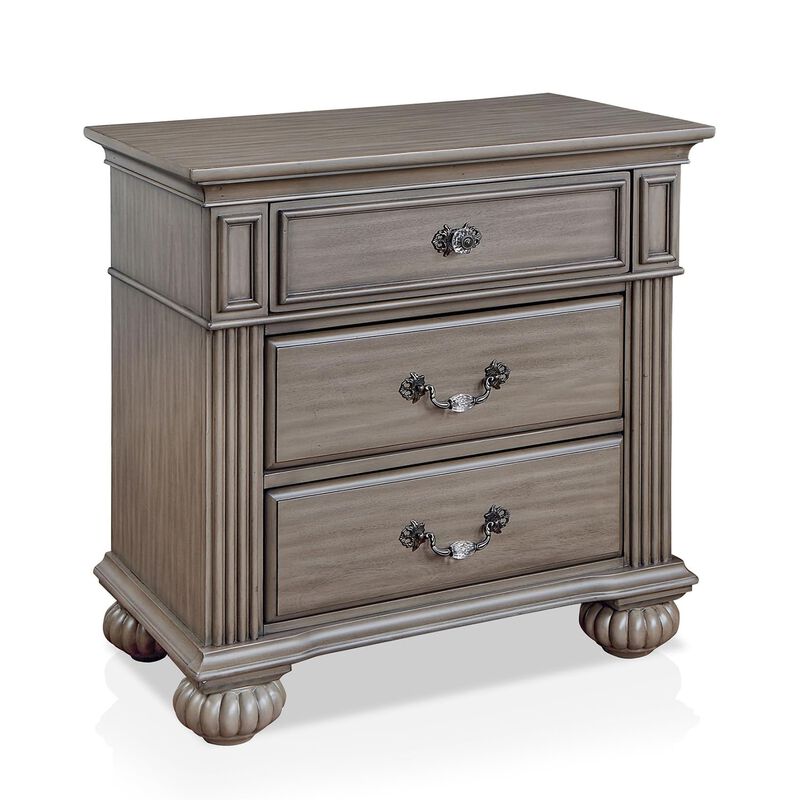 Queen Bedroom Set, Gray, Brass, Clear Wood, 2 Piece Set with Nightstand image number 5