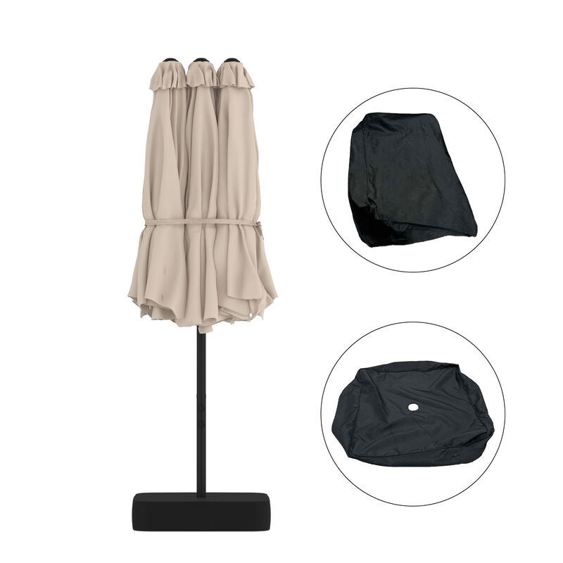 FUFU&GAGA 15ft Navy Blue Solar LED Double-Sided Patio Umbrella | Extra-Large Shade with Sturdy Base image number 7