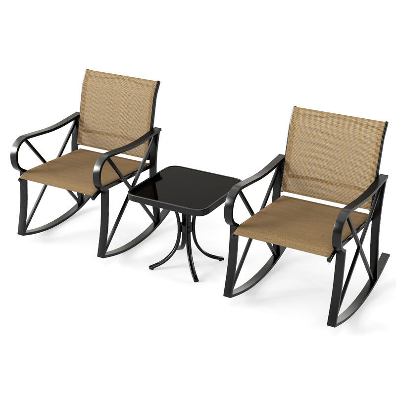 3-Piece Patio Rocker Set &ndash; Outdoor Rocking Chairs with Smooth Motion & Table