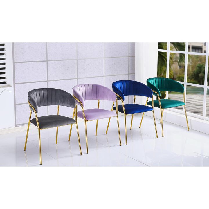 Best Master Furniture Bellai 18" Velour Fabric Dining Chair in Blue (Set of 2)