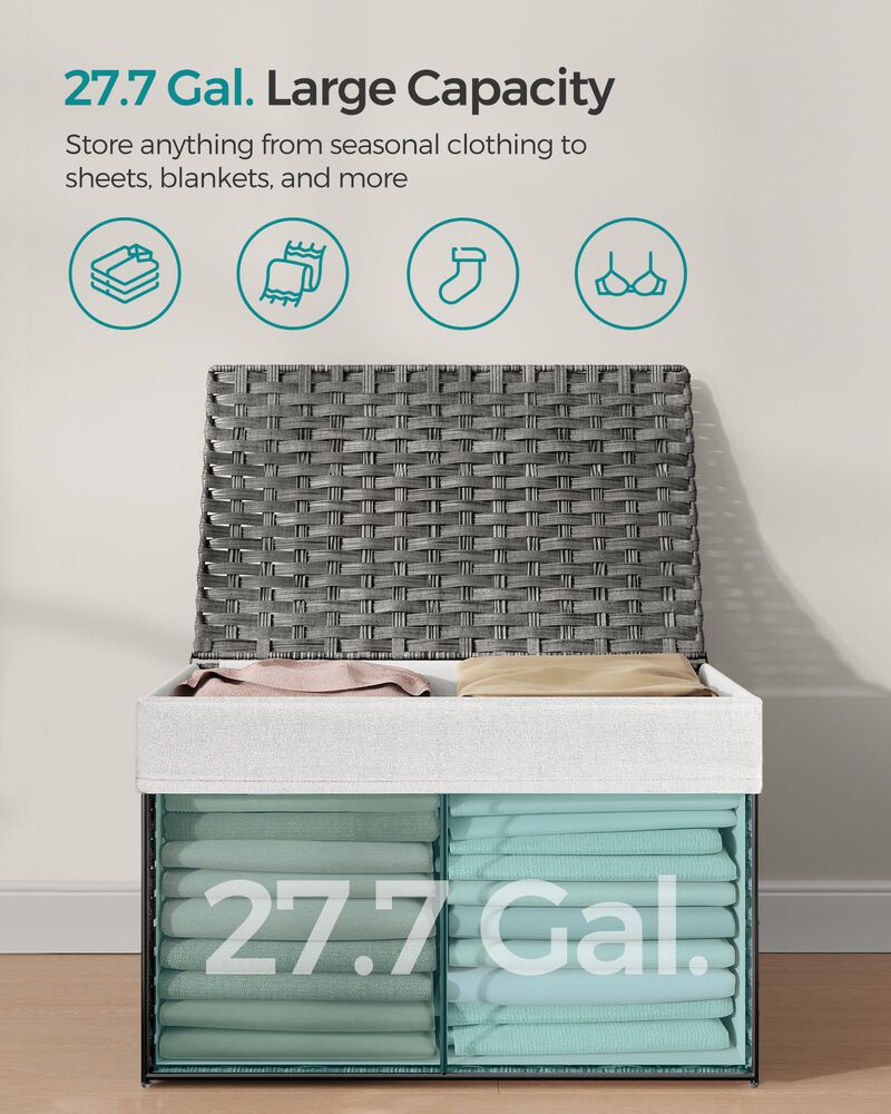 Storage Trunk with Cotton Liner and Metal Frame for Bedroom and Closet