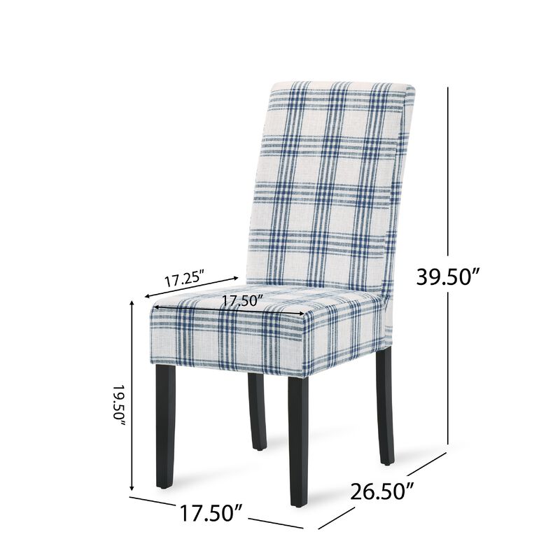 Cini Dining Side Chair Set of 2, Fabric, Black Wood Legs image number 5