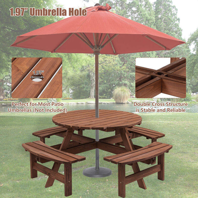 Gwogfa 8 Person Wooden Picnic Table image number 5