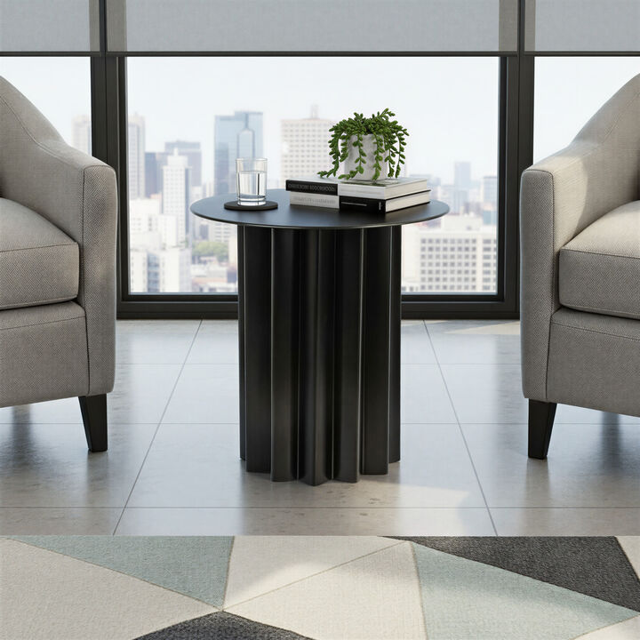 Pleated Metal Side Table, Black