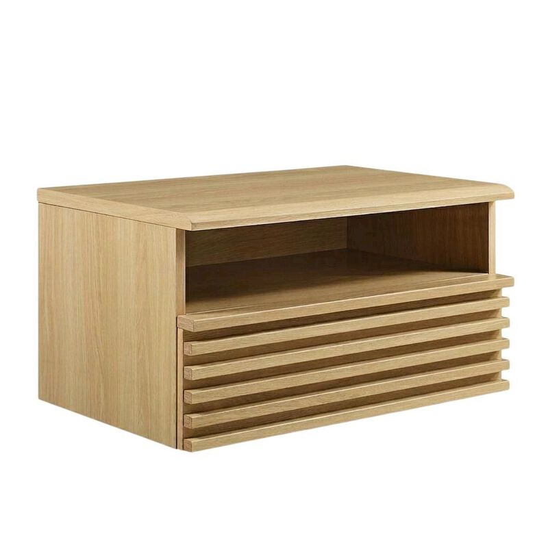 Wall-Mount Nightstand in Brown Finish with Modern Design image number 0