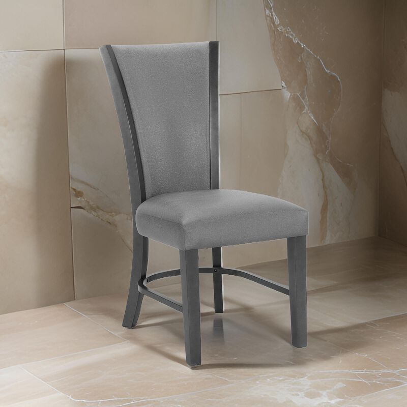 Brandon 24 Inch Side Chair Set of 2, Gray Fabric Upholstery, Curved Back - Benzara