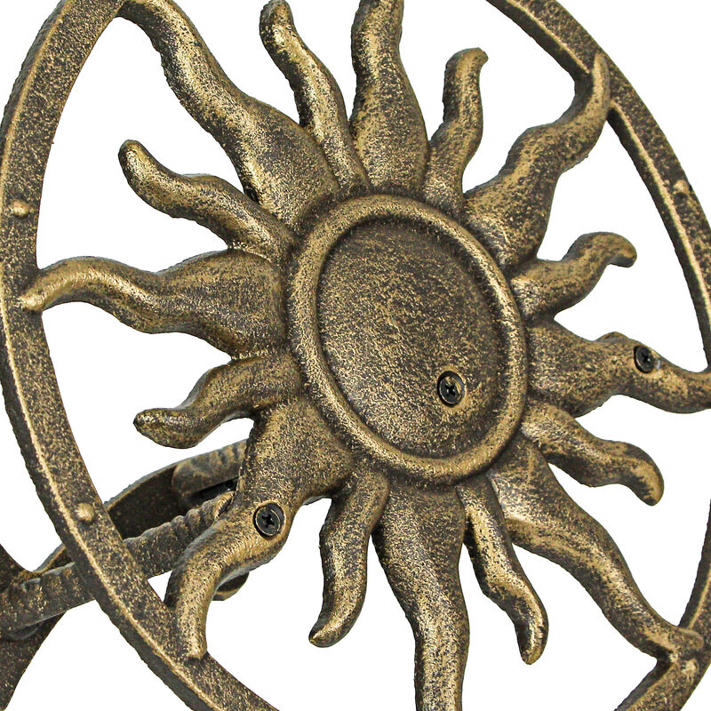 Cast Iron Celestial Sun Wall Mounted Hanging Garden Hose Holder Bronze image number 1