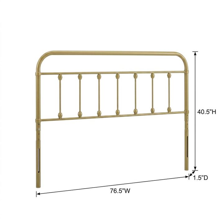 Metal King Size Headboard for Bed Frame, Adjustable-Friendly Style, Gold