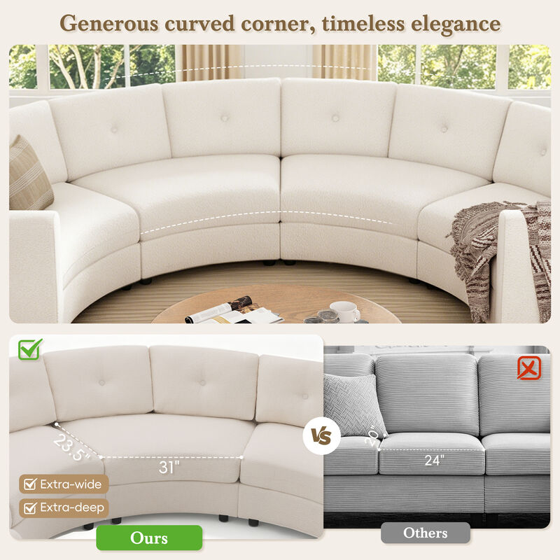 Merax Curved Modular Sectional Sofa with Customizable Layout, High-Resilience Foam & Pocket Spring Seats image number 7