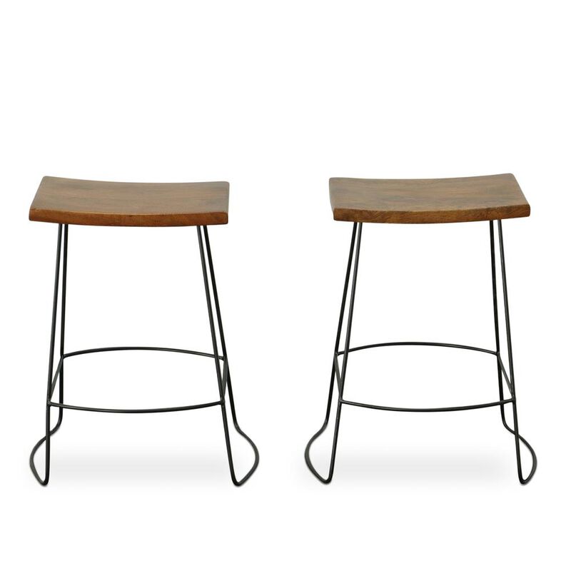 Carolina Living Reece 25 Saddle Seat Counter Stool - Set of 2 - Chestnut/Black