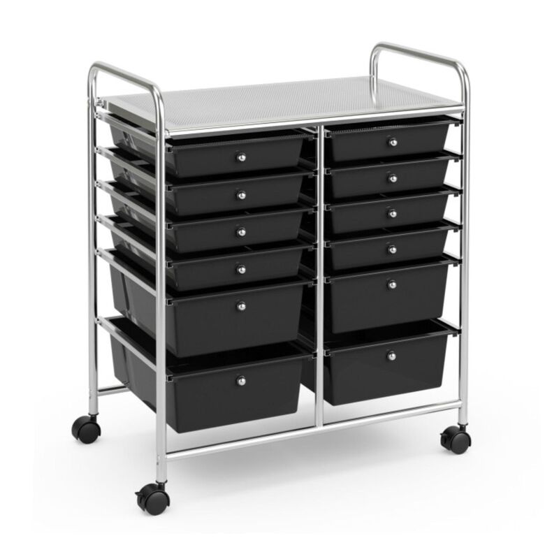 Hivvago 12-Drawer Rolling Storage Cart with Removable Drawers and Lockable Wheels