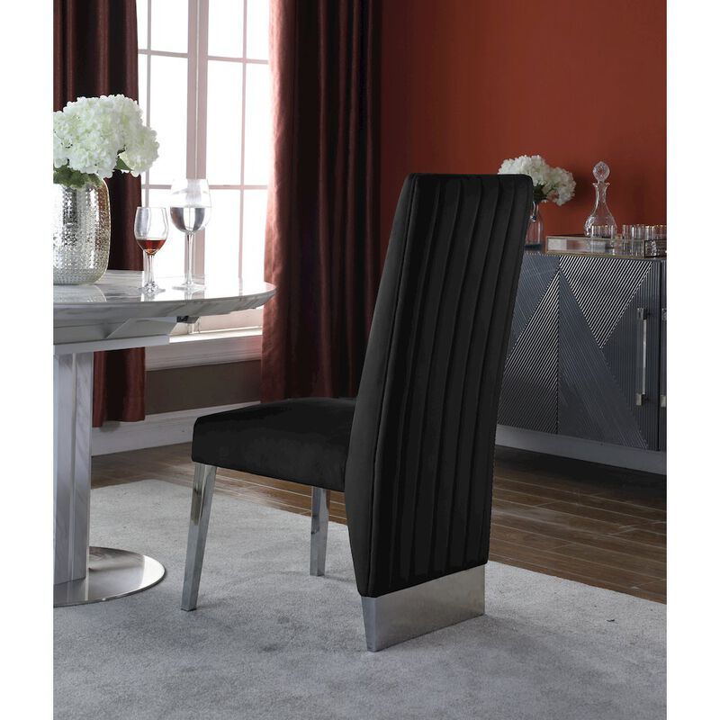 Meridian Furniture Porsha Black Velvet Dining Chair, Set of 2