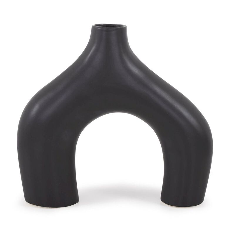Howard Elliott Beltram Black Modern Styled Ceramic Footed Vase image number 0