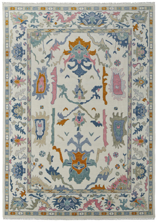 HomeRoots Wool Floral Hand Knotted Area Rug With Fringe
