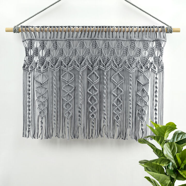 Boho Macrame Textured Cotton Valance/Kitchen Curtain/Wall Décor