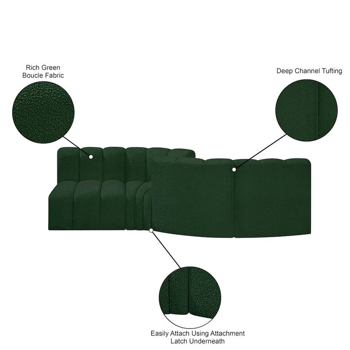 Meridian Furniture Arc Green Boucle Fabric Modular Sofa