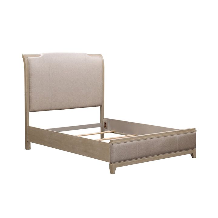 Liberty Furniture Belmar Queen Upholstered Bed in Rubberwood Solids w/ Split Heart Oak Veneers