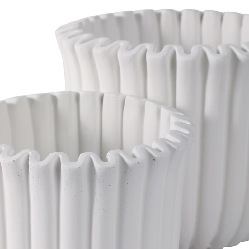 Fluted Planters, White Set