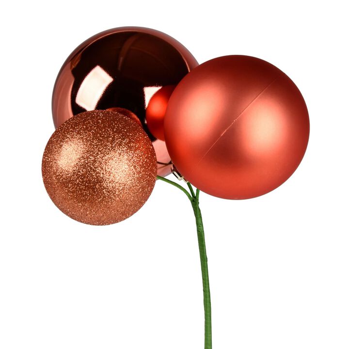 Vickerman 18" Coral Ball Ornament Christmas Pick. There are 2 Picks per Pack.
