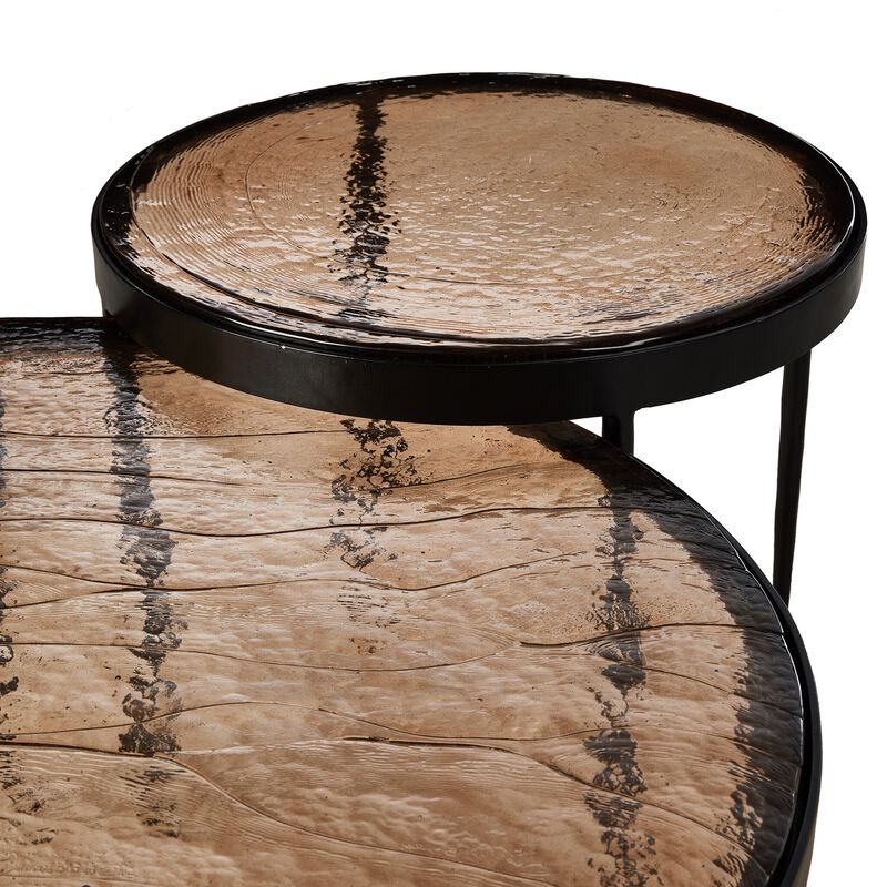 Yoko Smoked Brown Cast Glass Nesting Tables