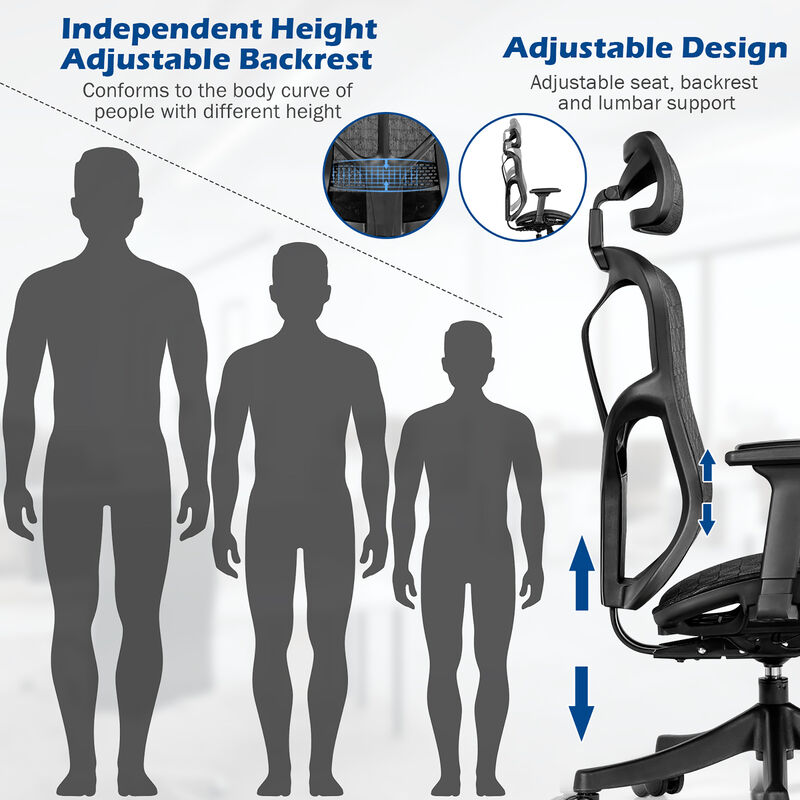 Costway Ergonomic High Back Mesh Office Chair Adjustable Swivel Computer Chair image number 5