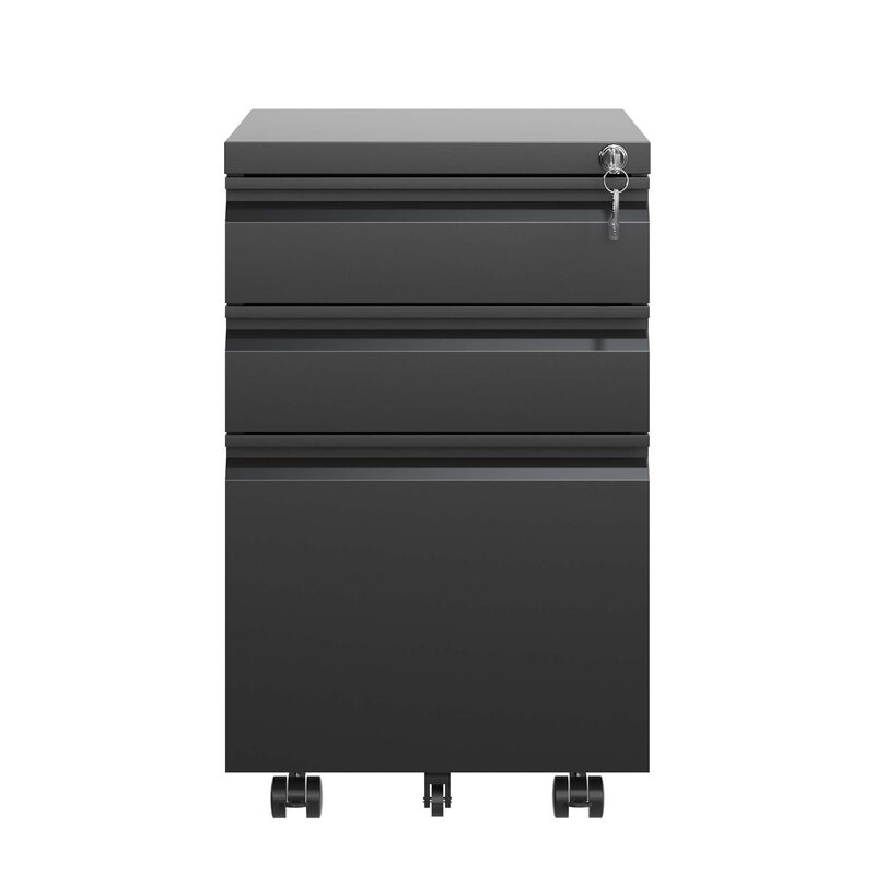3 Drawer Mobile File Cabinet with Lock,Metal Filing Cabinets for Home Office Organizer Letters/Legal/A4,Fully Assembled image number 9