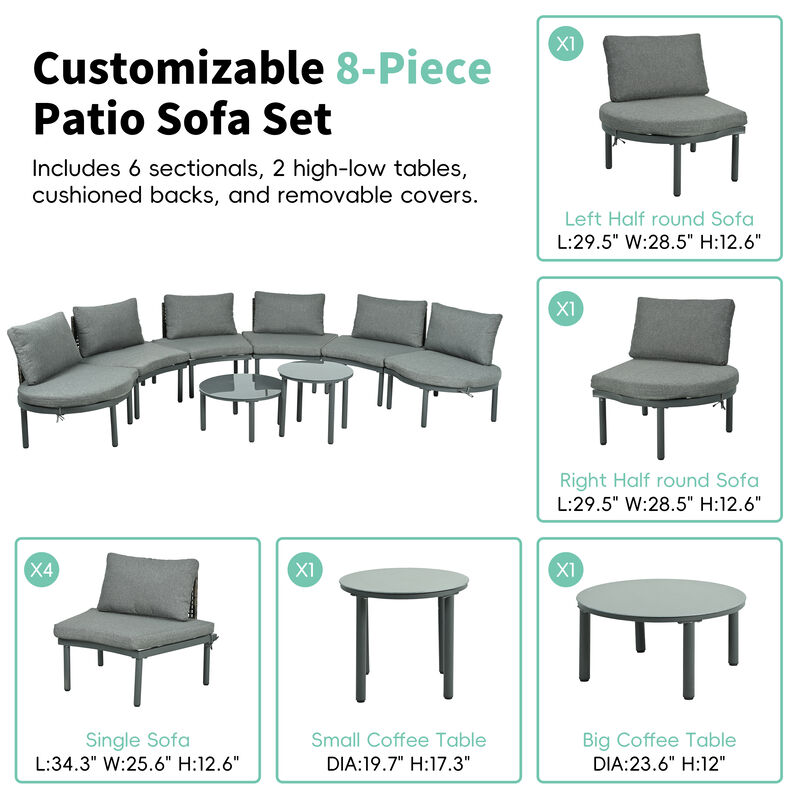 Merax Patio Sofa Furniture Set for Backyard, Garden, Poolside