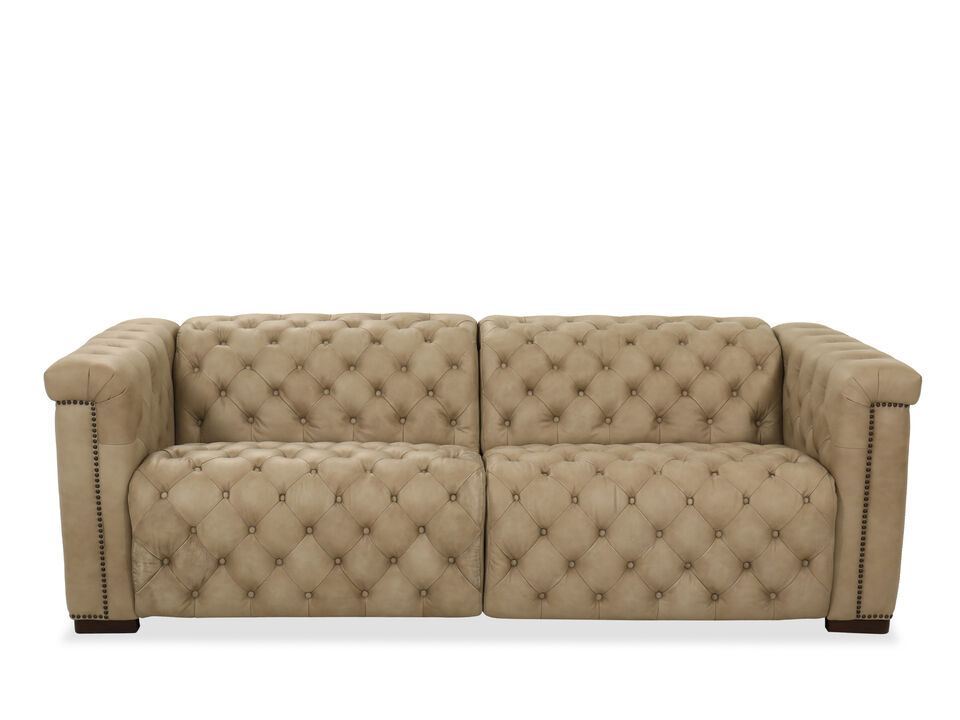Savion Taupe Leather Power Sofa