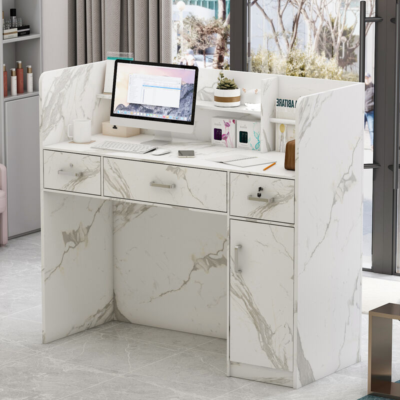 47.3 in. Rectangle Gray Wooden Console Table with 3-Drawers, Cabinet and Shelves Side Table for Entryway Hallway