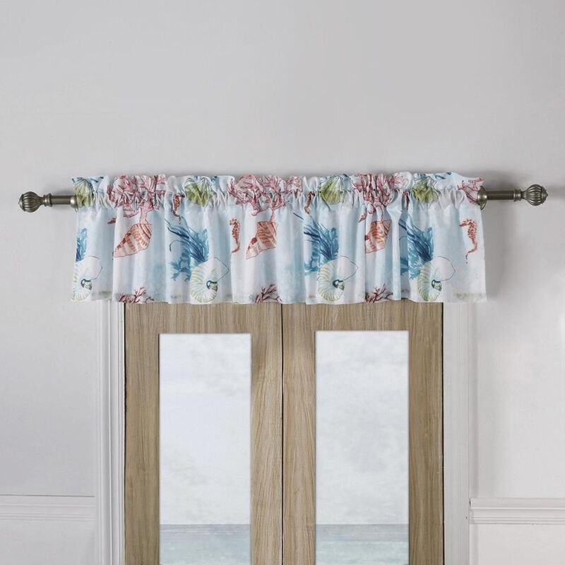 Barefoot Bungalow Sarasota Window Valance With 2" header 3" rod pocket - 84x14", Multicolor
