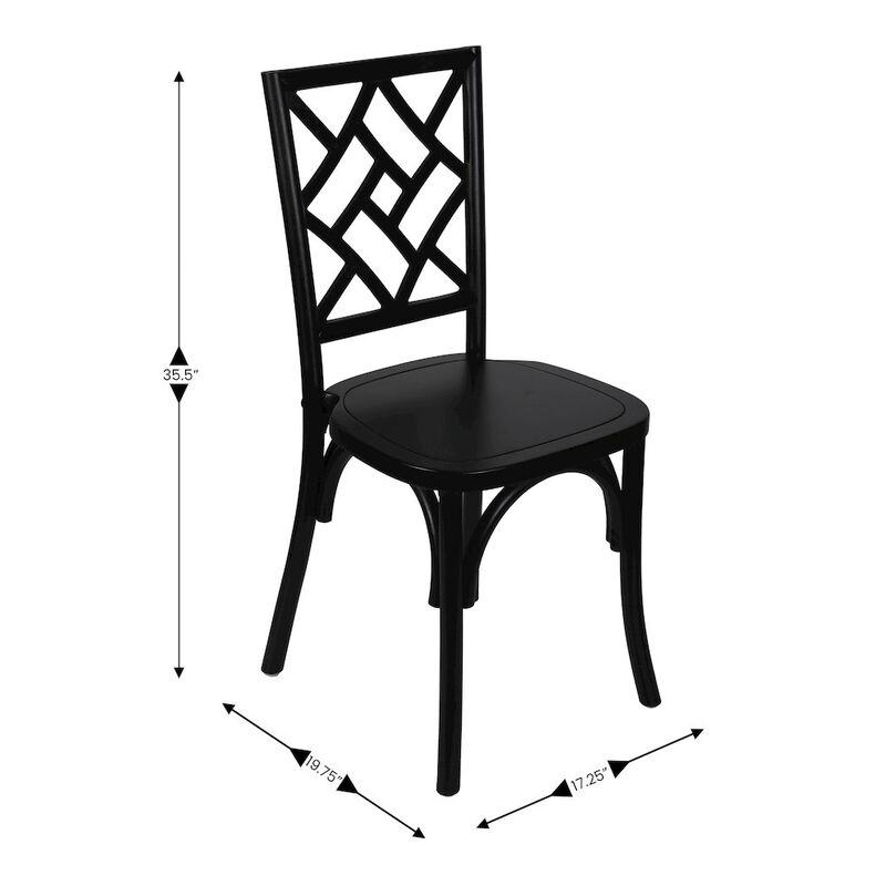 Flash Furniture Brooklyn Black Solid Wood Stackable Dining Chair with Intricate Back Detail image number 1