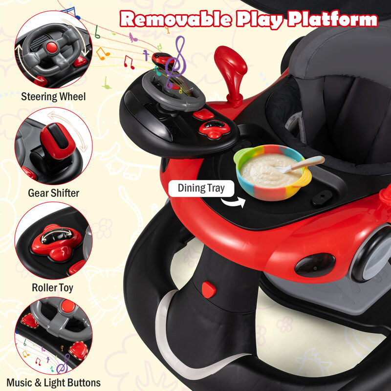 6-in-1 Portable Baby Walker with Canopy and Activity Center with Music image number 5