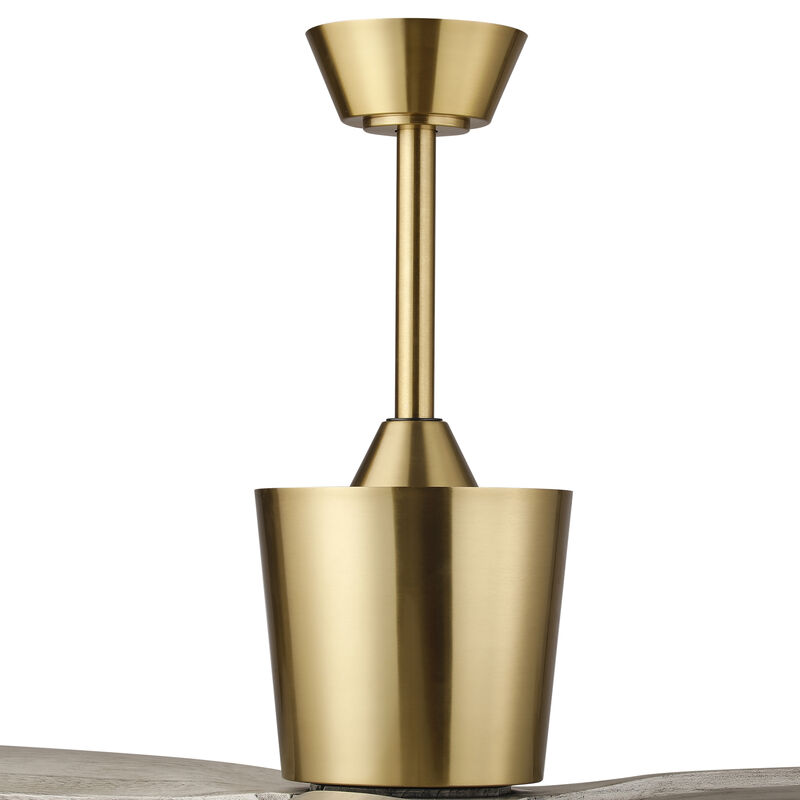 54 in. Gold Solid Wood Blades Downrod Mount Ceiling Fan with Remote without Light