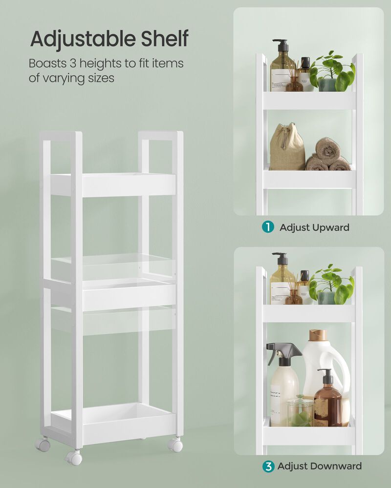 3-Tier Wicker Rolling Cart on Wheels for Easy Storage and Organization