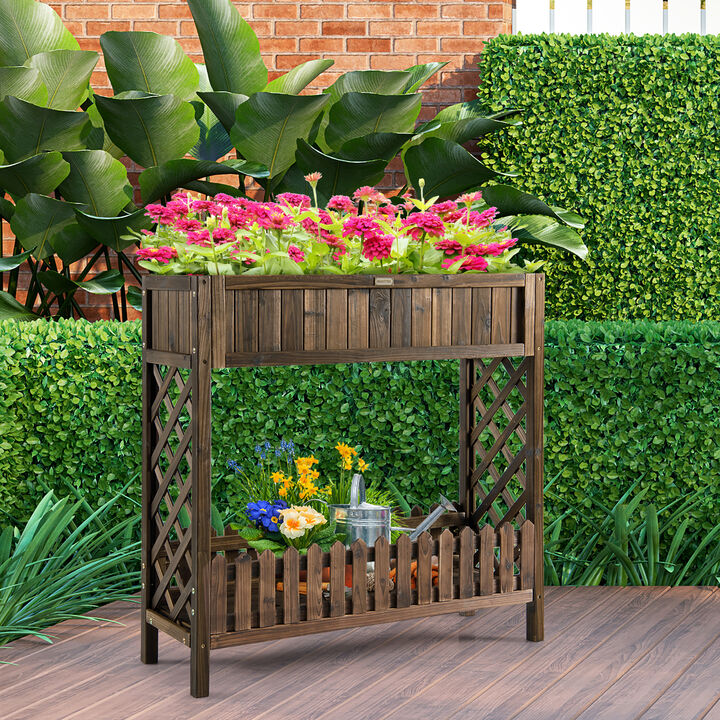 2-Tier Wood Raised Garden Bed for Vegetable and Fruit
