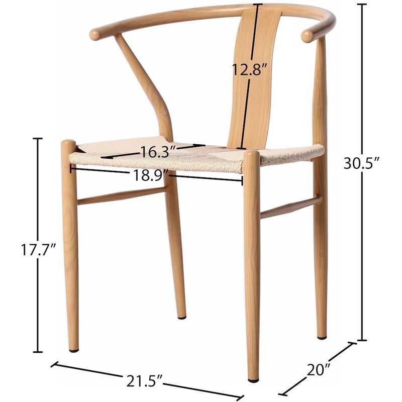 Meridian Furniture Beck Beige Hand Woven Rope Dining Chair, Set of 2