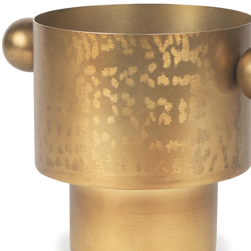 HomeRoots 7" Gold Cast Iron Round Table Vase image number 2