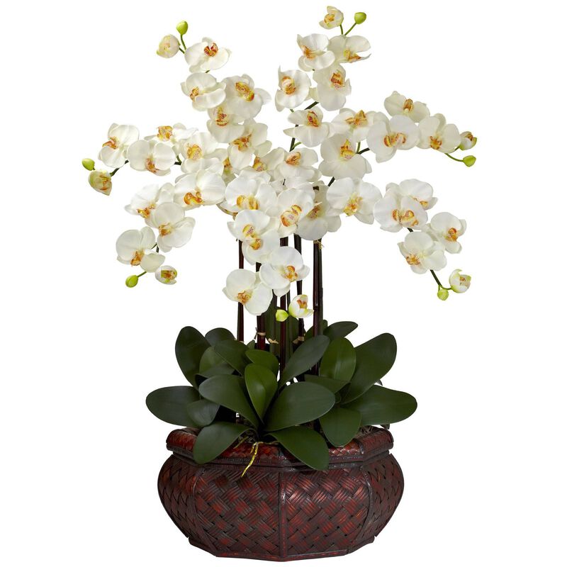 Nearly Natural 30-in Large Phalaenopsis Arrangement