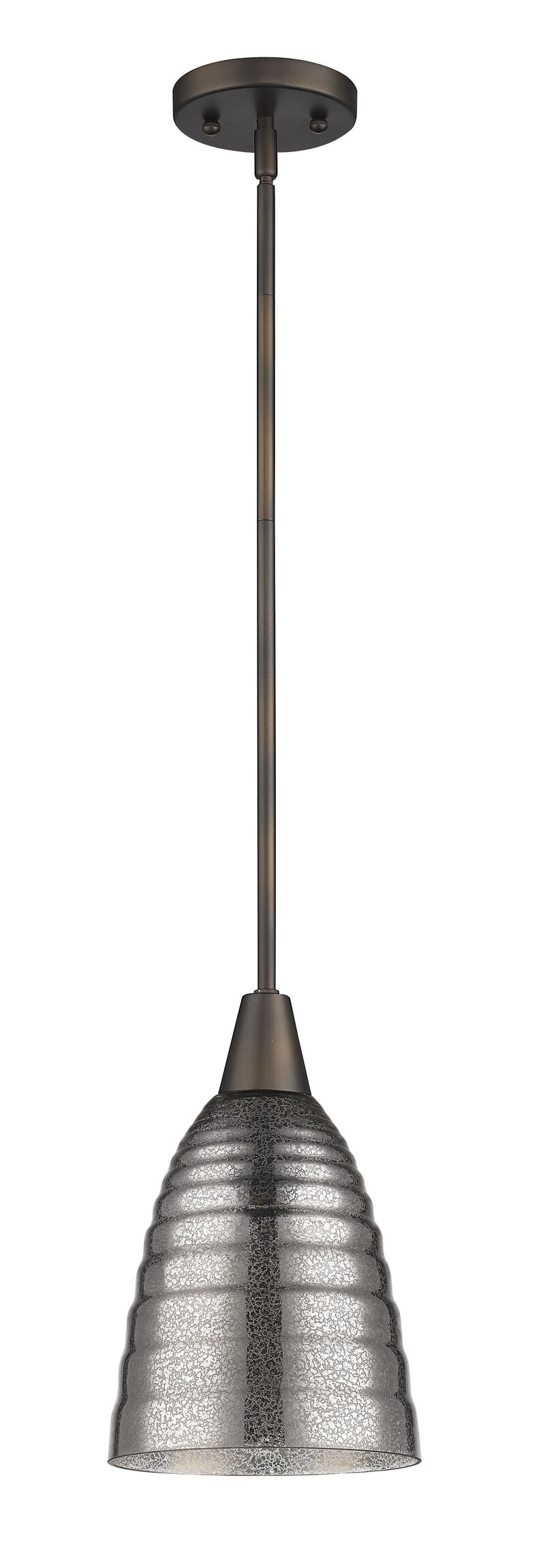 Hivvago Bronze Hanging Light with Ribbed Pebbled Glass Shade