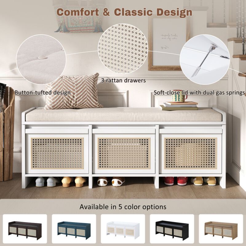 Seckbo Retro Button Tufted Upholstered Storage Bench image number 6