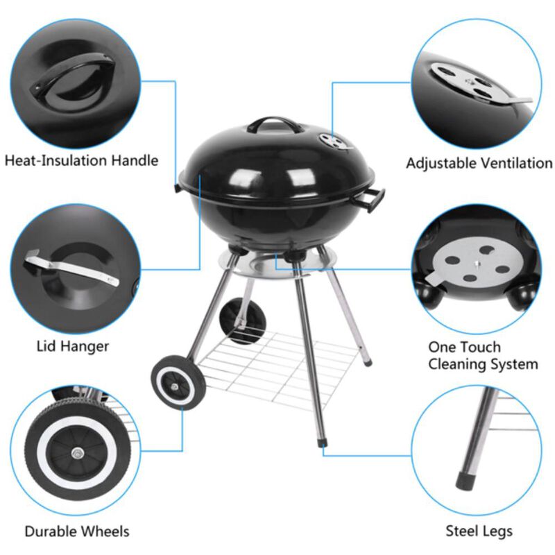 Apple-Shaped Charcoal Stove Enamel-Coated BBQ Grill for Outdoor Cooking
