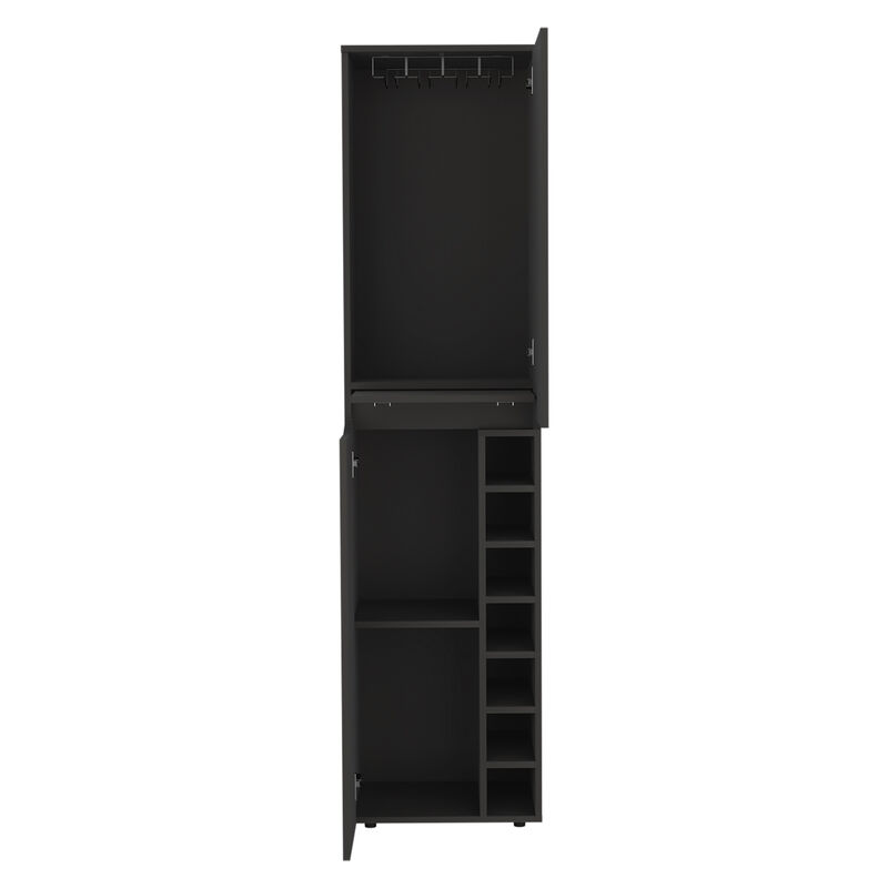 DEPOT E-SHOP Haora Tall Bar Double Door Cabinet, Seven Built-in Wine Rack, One Mobile Shelf, Two Interior Shelves, Black