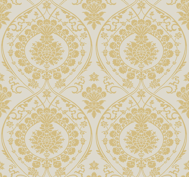 Imperial Damask Off White & Gold Wallpaper (Set of 2)