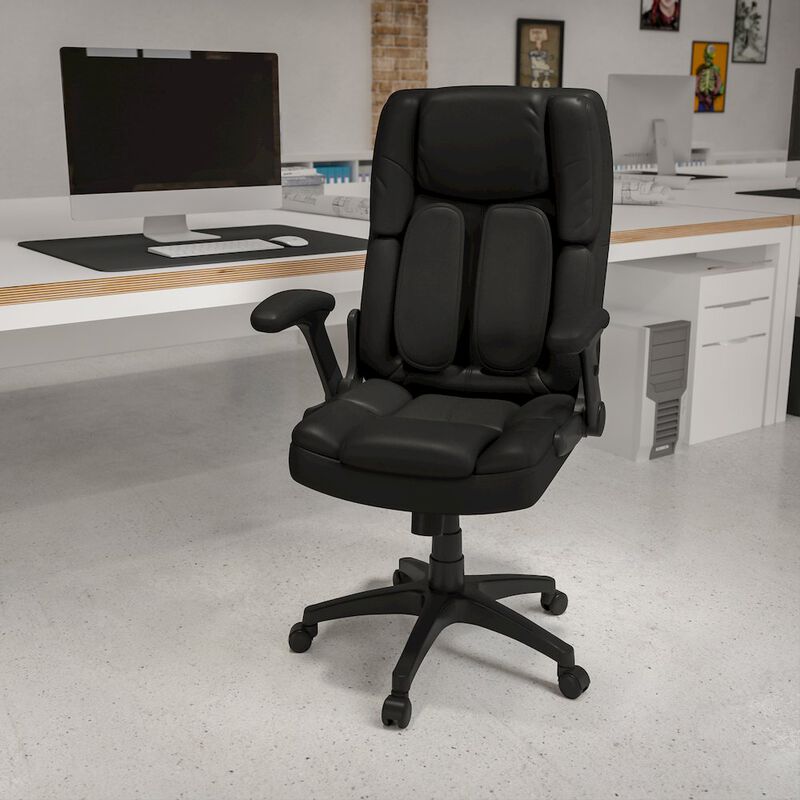 Flash Furniture Extreme Comfort High Back Black Executive Swivel Office Chair with Flip-Up Arms image number 7