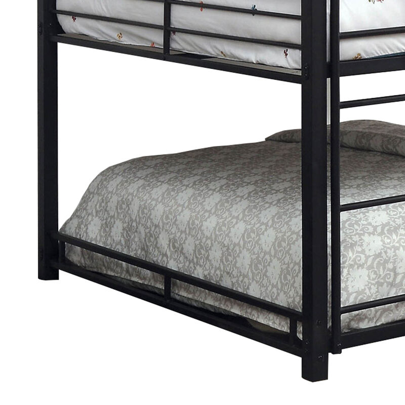 Industrial Style Queen Triple Decker Bunk Bed with Ladder, Black