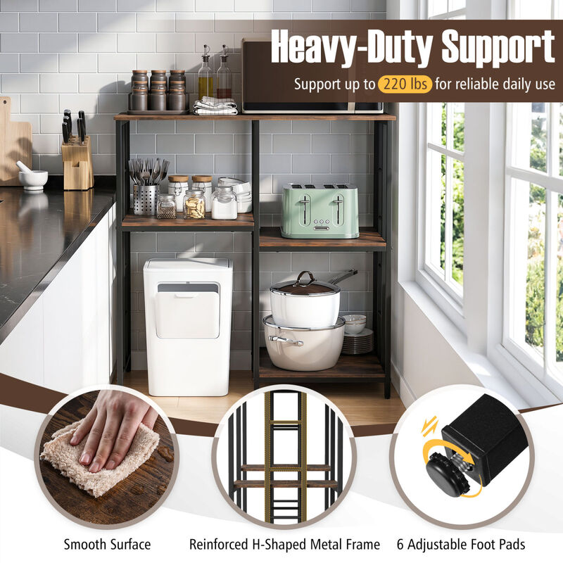 4-Tier Kitchen Storage Bakers Rack Heavy-Duty Metal Shelf Organizer Unit image number 3