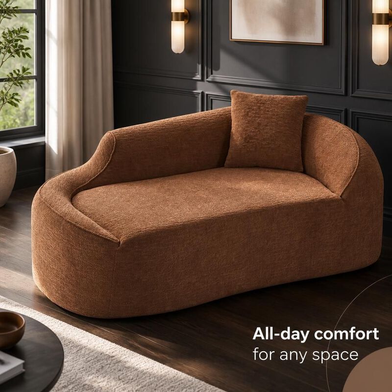 GOODSILO Curved Indoor Chaise Lounge Chair Modern Deep Seating Sleeper Sofa with Throw Pillow for Living Room Bedroom Apartment Small Spaces image number 4