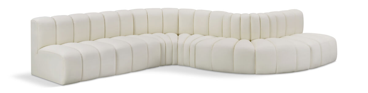Meridian Furniture Arc Cream Vegan Leather Modular Sofa