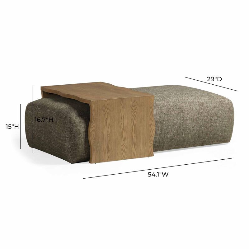 Tov Furniture Spencer Performance Basketweave Ottoman with Bridge Table (Green) image number 2